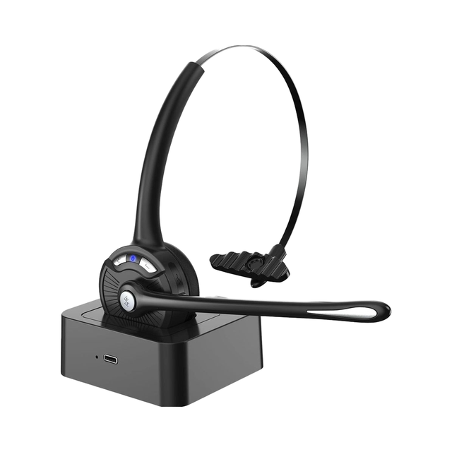 Headset with Microphone, Noise Canceling Wireless on Ear Headphones, Headphones with Mic Charging Base