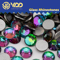 Strass en verre VDD 064 Green Flare SS3-SS50, cristaux non thermocollants à dos plat, pierres scintillantes pour décorations DIY d'art des ongles