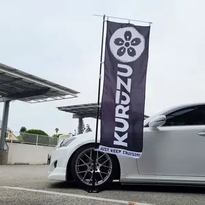 Pameran Mobil Cetak Kustom Nobori Bendera Olahraga Acara Pameran Mobil Vertikal Spanduk Bendera Nobori