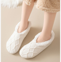 Nouvelles chaussettes-pantoufles chaudes et douillettes unisexe pour adulte, doublées en sherpa, écologiques, en acrylique thermique tricoté, antidérapantes, à revers, pour la maison, effet pieds nus
