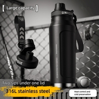 Bouteille isotherme en acier inoxydable de 1000 ml en gros, avec poignée, pour le camping en plein air, gourde thermique portable, bouteille à isolation thermique