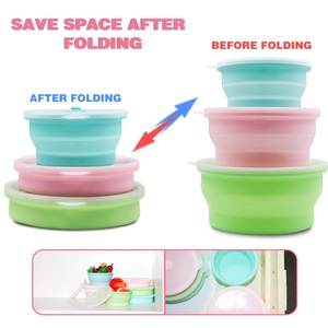 Custom Reusable <strong>Collapsible</strong> <strong>Silicone</strong> Food Storage <strong>Container</strong> for Baby Lunch Box Neutral Colour - Product Image 3