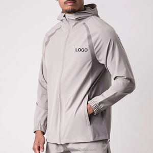 Chaqueta con capucha ligera para hombre con logotipo personalizado OEM, cortavientos impermeable con cremallera, ropa de abrigo deportiva, chaquetas para hombre de gimnasio - Product Image 1