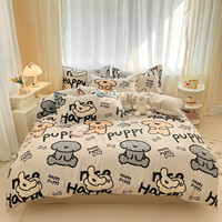 Adorable ensemble de housse de couette 4 pièces en coton 100% avec imprimé chiot - Doux pour la peau et lavable en machine