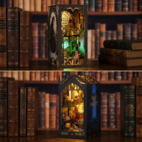 Grosir Set Kombo 2-in-1 DIY Kayu Penyihir Sihir Pasar LED Ganda Goth Dark Academia DIY Book Nook Kit MOQ Rendah Hadiah Dewasa