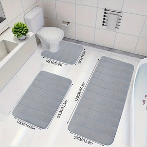 Coral fleece floor <b>mat</b> household toilet three piece <b>set</b> simple solid color <b>bathroom</b> non slip floor <b>mat</b> - Product Image 4