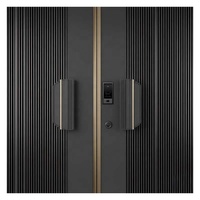 Ensemble de serrures de porte extérieure en aluminium noir de 32 pouces de luxe moderne avec poignées doubles Quincaillerie de porte extérieure avec feux latéraux