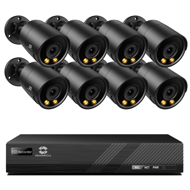 8CH 4K NVR Home Security Camera System Smart AI Human Vehicle Detection CMOS Sensor Color Night Vision 4MP Bullet IP Cameras OEM