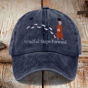 Gorra <span class=keywords><strong>de</strong></span> Béisbol Retro <span class=keywords><strong>de</strong></span> PVC y Tela <span class=keywords><strong>de</strong></span> Algodón para Hombre con Estampado 'Cross-border Mindful Steps Forward' - Explosions - Product Image 3