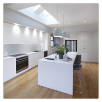 2022 Hangzhou Vermont USA Home Meubles de cuisine en laque blanche haute brillance avec mains libres