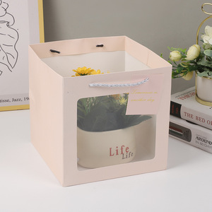 Sac cadeau personnalisé avec logo, emballage de fleurs en fenêtre transparente écologique, recyclable, luxueux et revêtu - Product Image 6