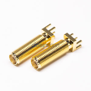 Adaptateur Jack Coaxial RF Mâle-Femelle à Vis Dorée Plaqué Or SMA, Montage Vertical Traversant - Product Image 5