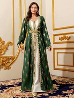 Y49 Abaya arabe du Moyen-Orient, cardigan brodé, gilet, ensemble deux pièces, robe de mariée vintage d'été en polyester longueur cheville