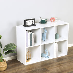 Legno 6 cubo di stoccaggio espositore organizzatore libreria con pannello posteriore facile montaggio scaffali in legno bianco finitura libreria - Product Image 3