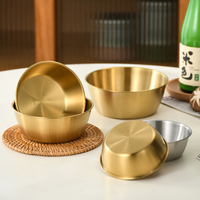 Yurtrain Bol en métal doré en acier inoxydable de style coréen Stockage jetable en gros de haute qualité pour soupe de riz et Kimchi