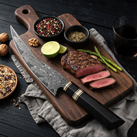 Couteau utilitaire professionnel en acier Damas 5 pouces, lame ultra-affûtée multi-usages pour viande, fromage et fruits, manche octogonal en bois d'ébène