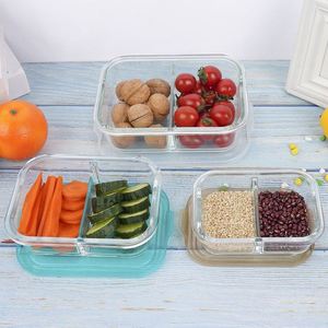 Hot Sales Heat Resistant Glass Food Storage Container <b>Set</b> Transparent Rectangular Meal <b>Lunch</b> Box with Locking Lid Divider - Product Image 3