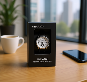 Hyf Hyf-A202 Orologio Intelligente alla Moda, Cronografo Unisex con Cinturino in Pelle e Cassa Rotonda in Acciaio Inossidabile - Product Image 2