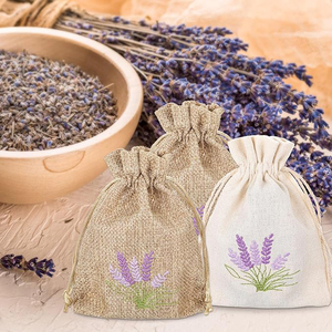 Sachets de <span class=keywords><strong>lavande</strong></span> vides en coton avec cordon de serrage, pochettes brodées en lin 10x14cm pour cadeaux de mariage et rangement de bijoux - Product Image 6