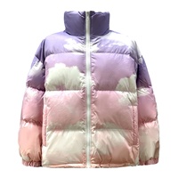 Haute qualité Simple décontracté blanc canard doudoune pour femmes nuage imprime lettre imprime dames manteau bouffant avec un col montant