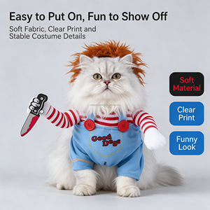 Costume d'Halloween ajustable pour <span class=keywords><strong>chien</strong></span>, accessoires de déguisement pour animaux de compagnie, vêtements de cosplay Chucky pour chiens - Product Image 3