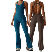 Qualité dos nu une pièce Flare Yoga pantalon Fitness femmes combinaisons ensemble combishorts body pour femmes Sexy