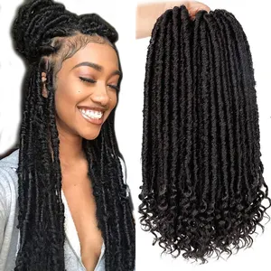 Pelo de ganchillo de la diosa Locs, postizos rectos con extremos rizados, rastas suaves, pelo de ganchillo, trenza de pelo