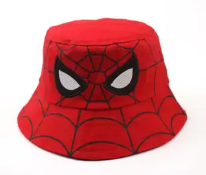 XUX Kids Spiderman Fisherman Hat Cartoon Design Children's Outdoor Sunshade Hat Wholesale Embroidery Caps 4 Colors 52cm