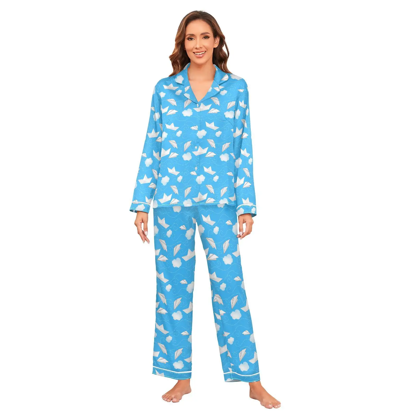 Mới Đến Cộng Với Kích Thước Phụ Nữ Pajama Hai Mảnh Phù Hợp Với Set Top Bán Đêm Ăn Mặc Quần Áo Ngủ Đặt Hải Quan Logo