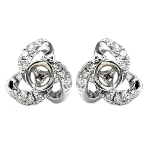Hong Kong La dernière conception de haute qualité de bijoux 14k solide Blanc Or Vrai diamant montent des boucles d'oreilles pour la fille - Product Image 1