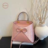 Nouveau Sac à Main Élégant pour Femme, Imperméable en PU, Motif Crocodile Rétro, avec Nœud, Fermeture Éclair Vintage, Sac à Bandoulière