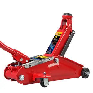 Crics de levage de voiture Cric hydraulique horizontal 3 tonnes dans le pneu Outil Carton Boîte Rouge Universel avec plaque épaisse Modèles adaptés 135mm - Product Image 1