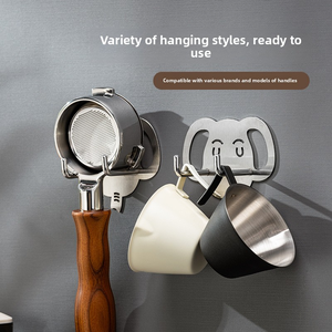 Support mural adhésif portable multifonctionnel en alliage d'acier inoxydable brossé en forme d'éléphant avec 2 crochets pour outils à café, sans perçage - Product Image 4