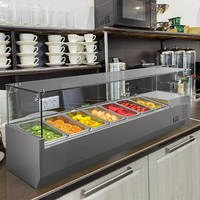 Refroidisseur de porte en verre de bureau à température unique Mode de refroidissement direct Salade Pizza Table de préparation Salade Réfrigération