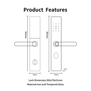 Serratura Intelligente Bluelock con Impronta Digitale Biometrica TTlock Tuya, Chiusura Elettronica Senza Chiave <span class=keywords><strong>per</strong></span> Casa e Ufficio, <span class=keywords><strong>Porte</strong></span> <span class=keywords><strong>in</strong></span> Legno e <span class=keywords><strong>Ferro</strong></span> - Product Image 5