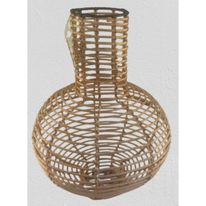 Vase à fleurs rond, décoration d'intérieur, art déco, fer et rotin, léger, salon - Product Image 3