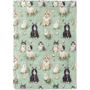 Assorted Print <b>Cat</b> Floral Flannel Blanket Throw Blanket Nap Blanket Fade Resistant Lightweight for Home Office Nap Custom Print - Product Image 4