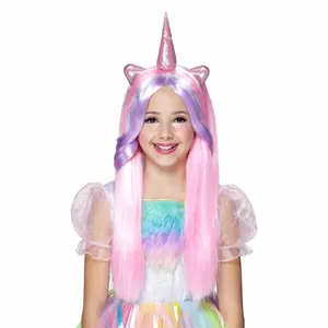 Colorful Synthetic Material Fairy Princess Cosplay Anime Wig for children Party Halloween Lolita Dress Up Wig