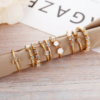 Hz-bagues style Vintage pour femmes, ensemble de bagues couleur or cristal, étoile, lune, style Boho, bijouterie tendance, accessoires, nouvelle collection 2020