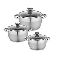FLORINA Marmite en acier inoxydable 6L diamètre 24cm avec couvercle en verre antiadhésif, compatible lave-vaisselle