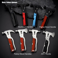 Multitool Hammer AXE Camping Gear Accessories Survival Kits Multifunction Tool Portable Folding Wood Handle Stainless Steel