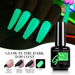 Free Samples High Quality OEM/ODM Glow In The Dark Top Coat 15ml UV Gel Nail Polish