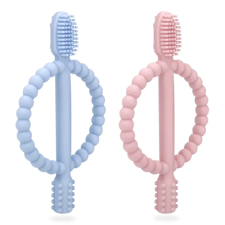 Nuovo Design per uso alimentare morbido Silicone giocattoli per la dentizione del bambino spazzolino da denti per neonati in Silicone massaggiagengive