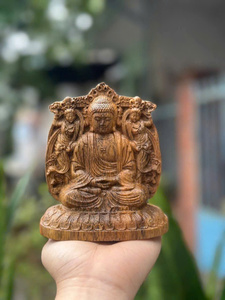 Escultura de Buda Tallada a Mano en Madera Natural, Estatua de Buda de Madera Maciza, Decoración Espiritual para el Hogar, Meditación Budista - Product Image 4