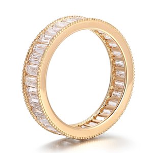 Anillo de Diamantes de Laboratorio con Corte Baguette en Oro de 10K para Mujer, Marca Xinfly, Diseño de Eternidad Completa, Anillo de Compromiso de Lujo y Moda - Product Image 4
