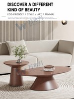 Table basse moderne et écologique, durable, avec plateau en MDF et cadre en placage de noyer clair, pour salon et usage hôtelier