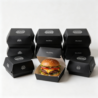 Boîte à hamburger en carton blanc biodégradable et écologique, résistante, avec logo personnalisé en relief, emballage alimentaire jetable résistant à la graisse