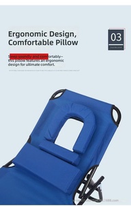 Sedia da Campeggio Completamente Pieghevole, Sdraio Ergonomica da Esterno con Cuscino, Regolabile Automaticamente fino <span class=keywords><strong>a</strong></span> 189cm per Spiaggia, Patio, Giardino - Product Image 4