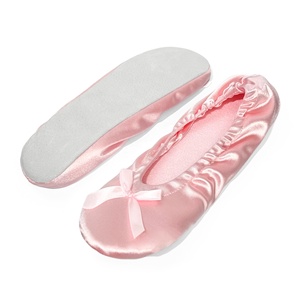 Nueva Plantilla de toalla de moda, <span class=keywords><strong>zapatos</strong></span> planos de baile dorados para <span class=keywords><strong>Club</strong></span> nocturno, <span class=keywords><strong>zapatos</strong></span> plegables de bailarina, <span class=keywords><strong>zapatos</strong></span> de Ballet desechables de tela satinada - Product Image 2