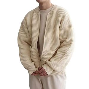 Suéter Personalizado OEM ODM, Chaqueta con Cierre y Bolsillos, Ropa de Punto para Hombre, Cárdigan de Manga Larga de Color Sólido, Suéter Tejido - Product Image 4